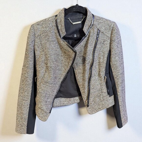 White House Black Market Tweed Moto Jacket, Size 00 - Picture 1 of 5